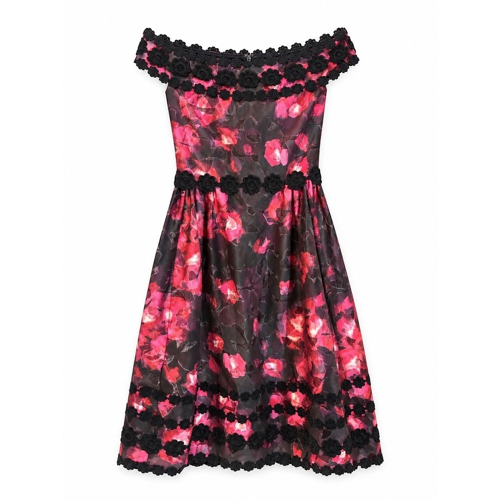 Kate Spade Madison Avenue FW 2017 Hand Painted Floral Off Shoulder Dress Size 4